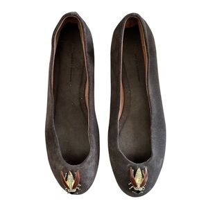 Pilcro and the Letter Press Brown Suede Ballet Flat with Insect Bug Charm Size 9